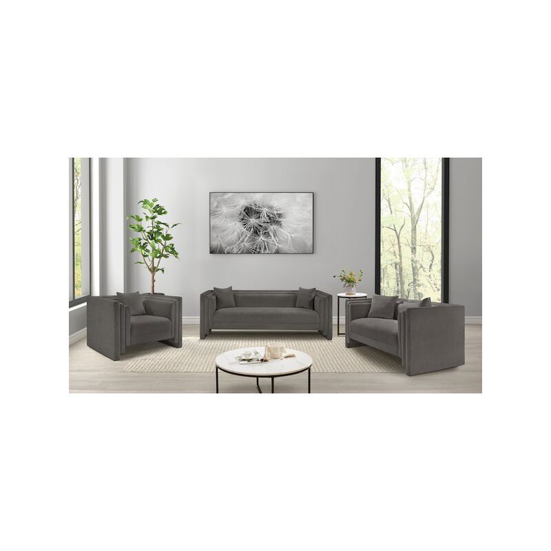 Meridian Furniture Everett Grey Chenille Fabric Loveseat