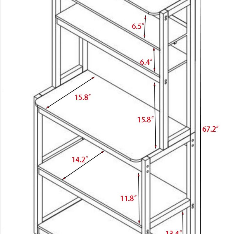 ELEMENT ACE 5-Tier Bakers Rack for Kitchen with Storage Shelves, Multipurpose Microwave Stand, Coffee Bar Station for Organizing Cookware and Baking Essentials image number 2