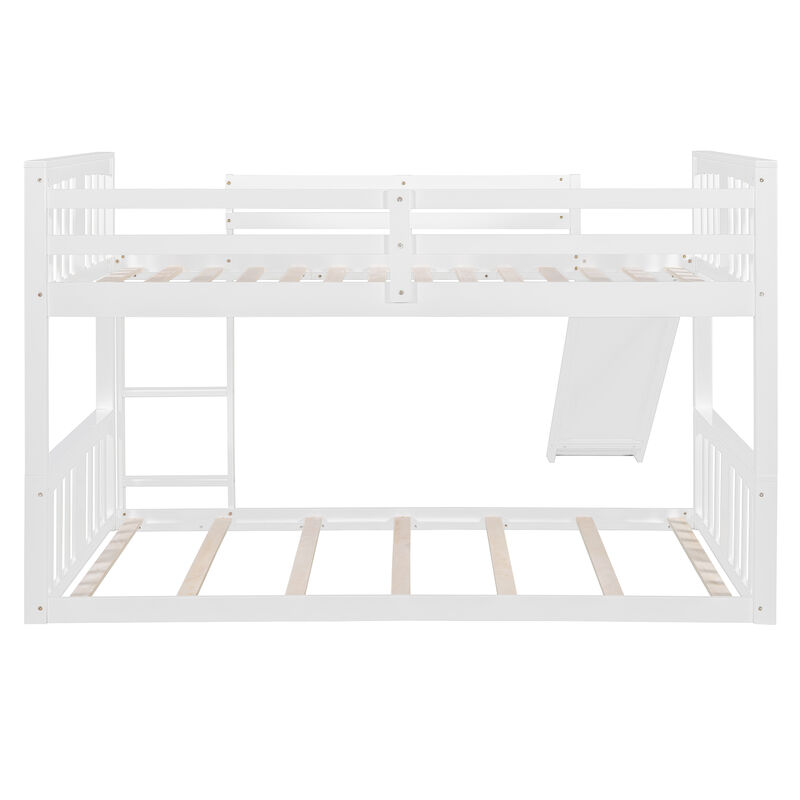 Whisen Twin Over Twin Bunk Bed with Slide and Ladder - Gray
