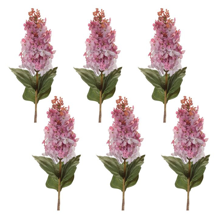 Set of 6 Lilac Floral Stems for Vases, Bouquets, or Seasonal Arrangements