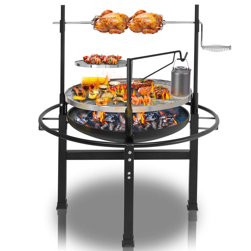 Round Spray Grill Non-Stick BBQ Grill for Even Cooking & Outdoor Grilling