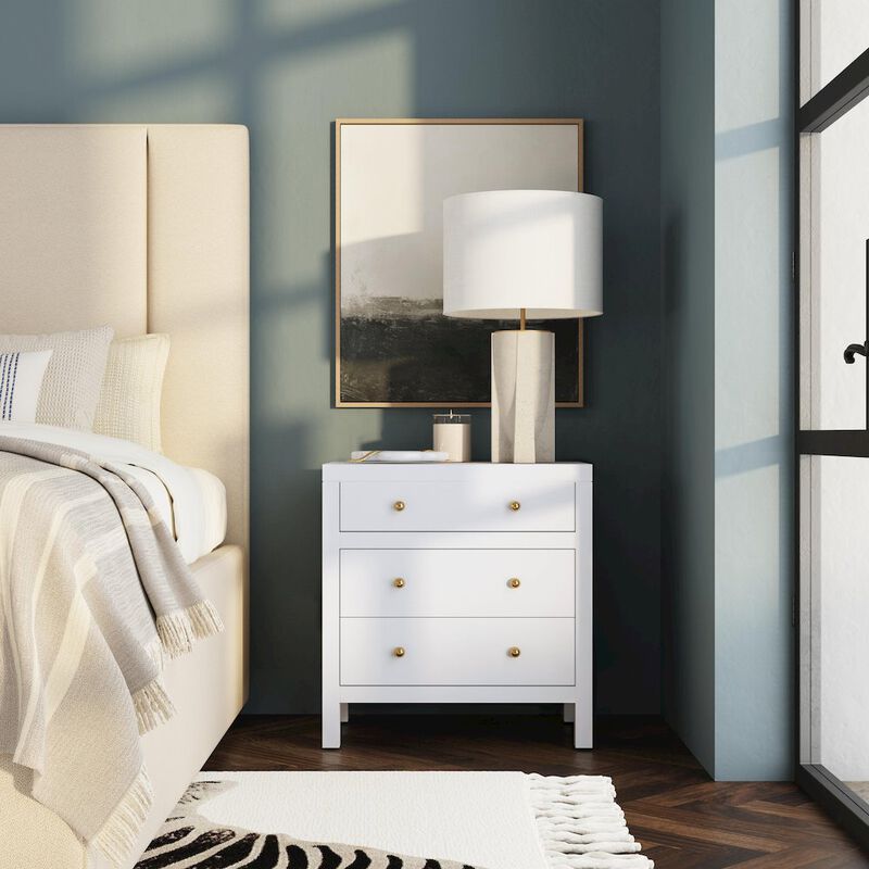 Butler Specialty Nora 25 in. W Rectangular Wood 3 Drawer Nightstand, White