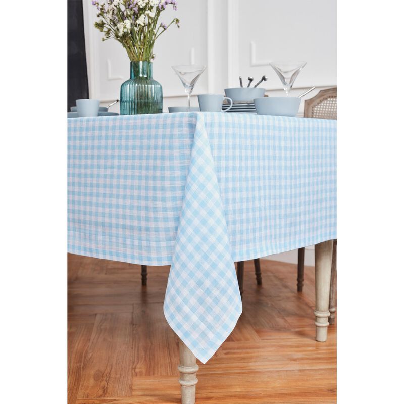 Solino Home Gingham Check 100% Linen Tablecloth &ndash; Handcrafted, Machine Washable, Perfect for Holiday and Everyday Dining