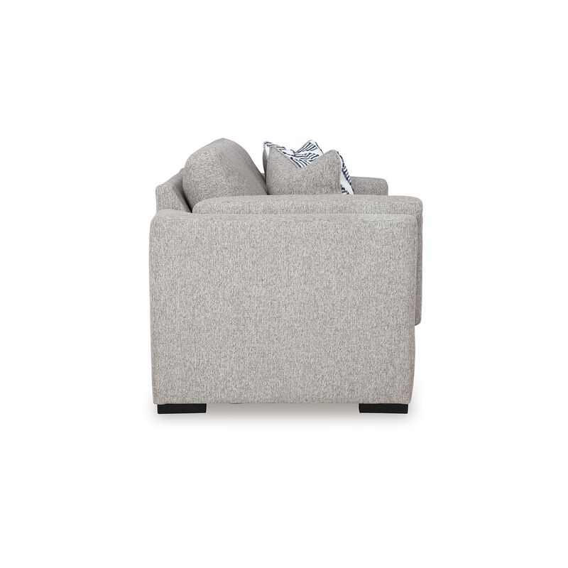 Marcy Loveseat with Arm Bolster Pillows, Pewter Gray Polyester 66 Inch - Benzara