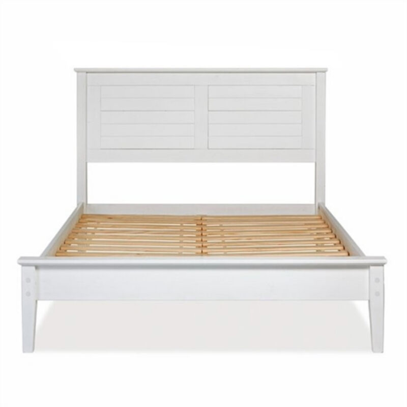 Contemporary Solid Pine Platform Bed &ndash; Minimalist Design with Slatted Support