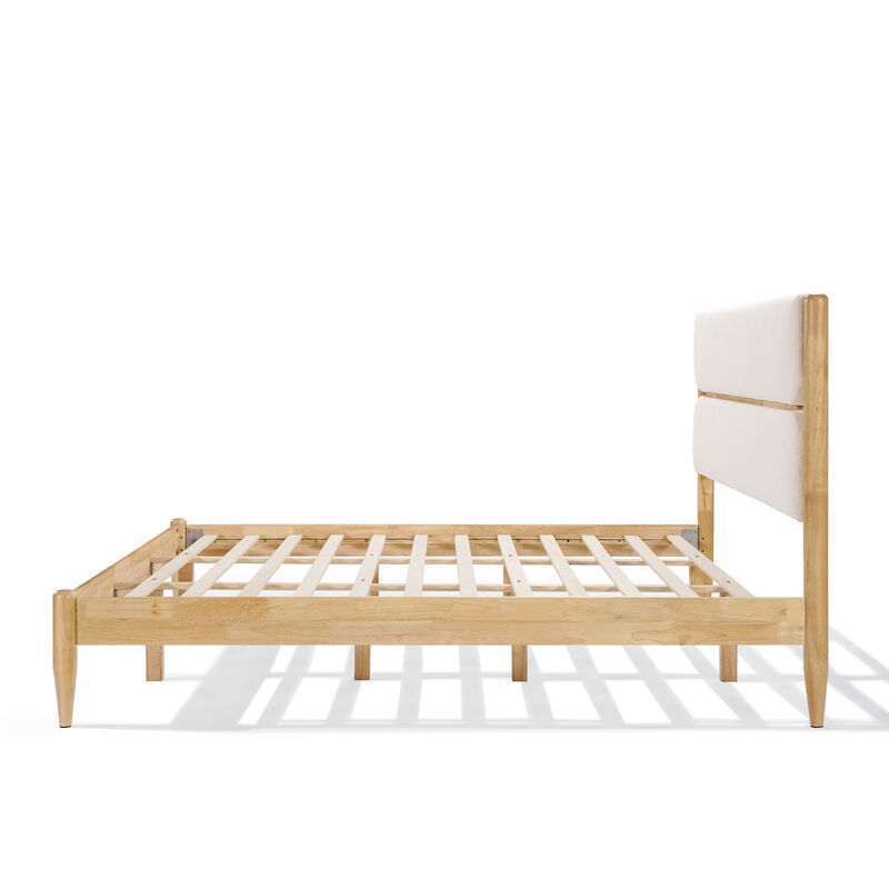 Christopher Knight Home Garrick Modern Rubberwood Fleece Upholstered Bed image number 4