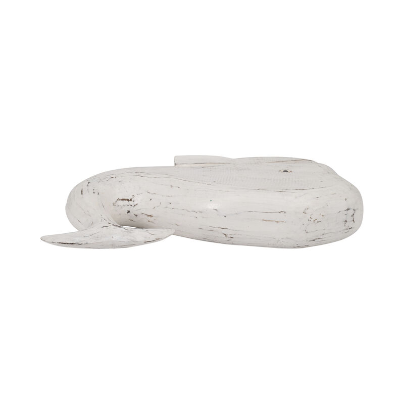 Wood, 15" Tail Up Whale, White image number 5