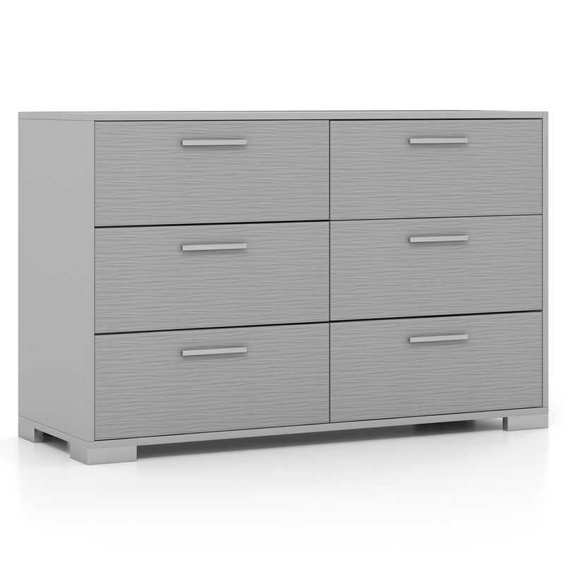 6 Drawer Storage Dresser Cabinet with Metal Legs Handles For Bedroom