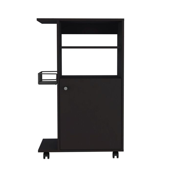 DEPOT E-SHOP Opal Kitchen Cart, Single Door Cabinet, Four Casters, Black