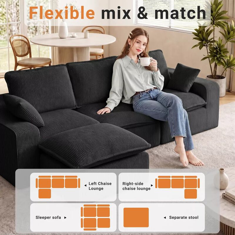 107" L-Shaped Modular Sectional Sofa image number 6