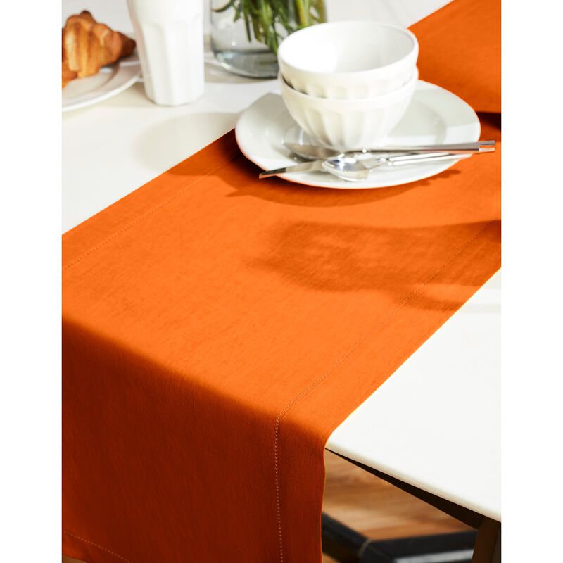 Solino Home 100% Pure Linen Table Runner - Sonoma Hemstitch