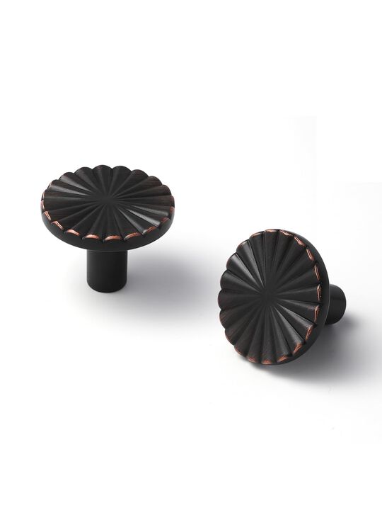 JIASENBAO 5 Pack Oil Rubbed Bronze Cabinet Knobs Flat Drawer Pulls Kitchen Cupboard Bathroom Dresser Cabinet Hardware Handles Zi