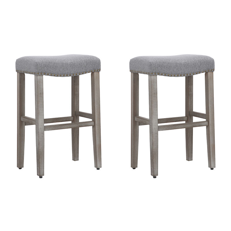 WestinTrends 29" Upholstered Saddle Seat Bar Stool (Set of 2)