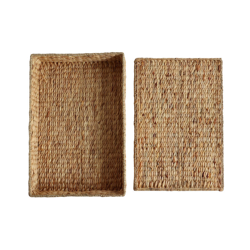 Holden 30" Classic Costal Hand-Woven Hyacinth Wicker Under Bed Storage Basket with Lid. image number 5