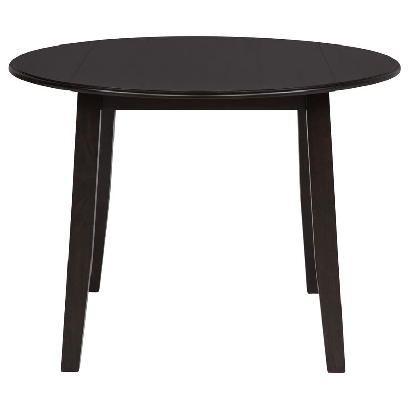 Caty 5pc Round Dining Table Set with 4 Chairs, 2 Drop Leaves, Brown image number 3