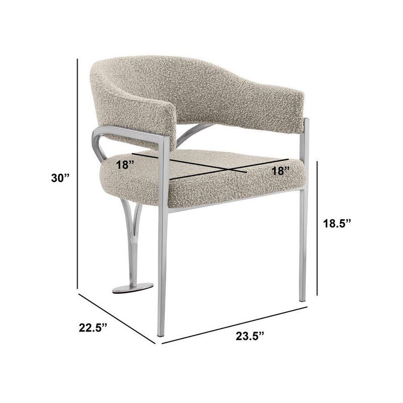 Modern Upholstered Chair with Rich Gray Boucle Fabric Set of 2