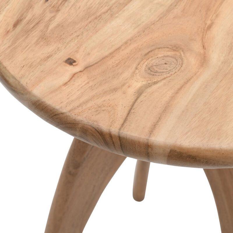 Jofran Aero Curved Space Age Round Mid-Century Modern Solid Wood Accent End Table