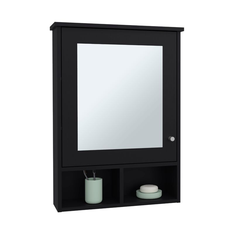 Anamoose Medicine Cabinet 29" H, with 5 Shelves, 1 Door, and 1 Mirror, Black
