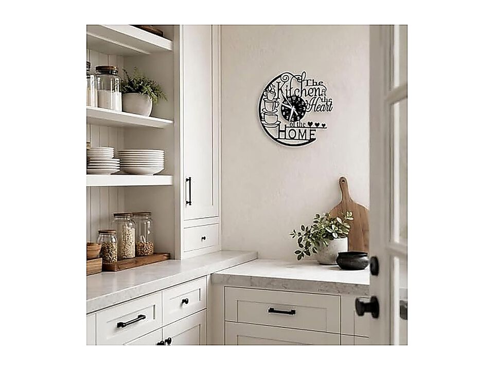 12 Inch Kitchen Wall Clock Vinyl Record Style Heart Silent Non Ticking Battery