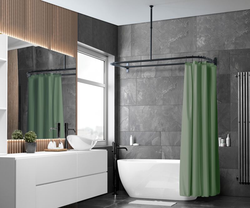 Utopia Alley D-Shaped Shower Rod with Ceiling Support, 28-68" Non-Adjustable Rust-Free Large Space Shower Rod, Need Drilling image number 7