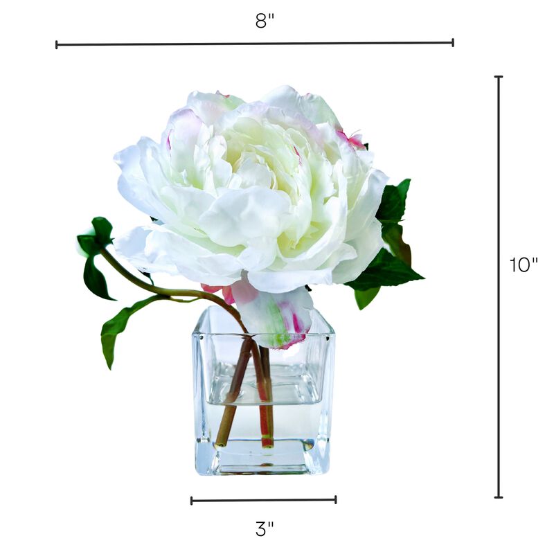 Peony Flower Arrangement in Glass Vase