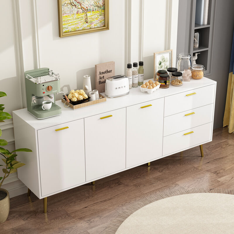 FUFU&GAGA Modern Sideboard Buffet Cabinet with 3 Drawers and 3 Doors, (70.9" W x 15.7" D x 30" H),White