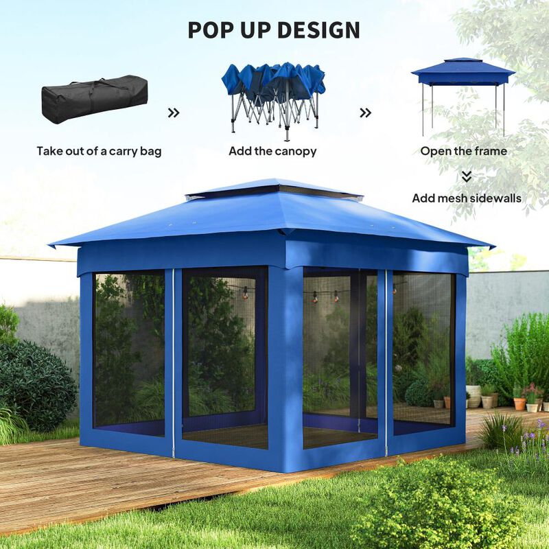 Hivvago 11' x 11' Pop Up Canopy Gazebo with Zipper Netting and Carry Bag image number 3