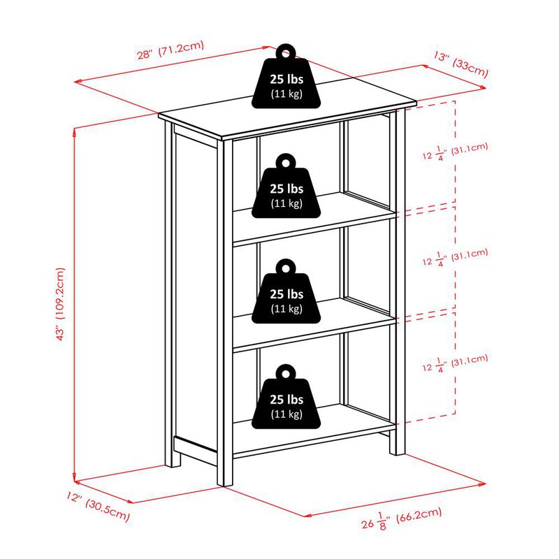 Winsome Wood Verona 3-Section M Storage Shelf with 6 Foldable Black Color Fabric Baskets