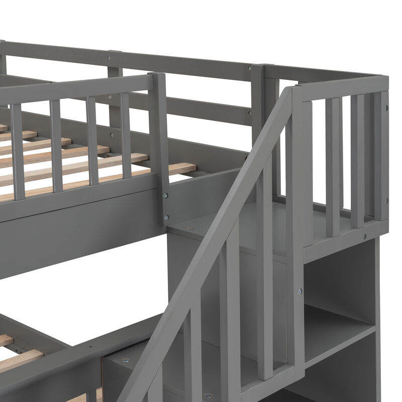 Merax Stairway Twin-Over-Twin Bunk Bed with Twin size Trundle