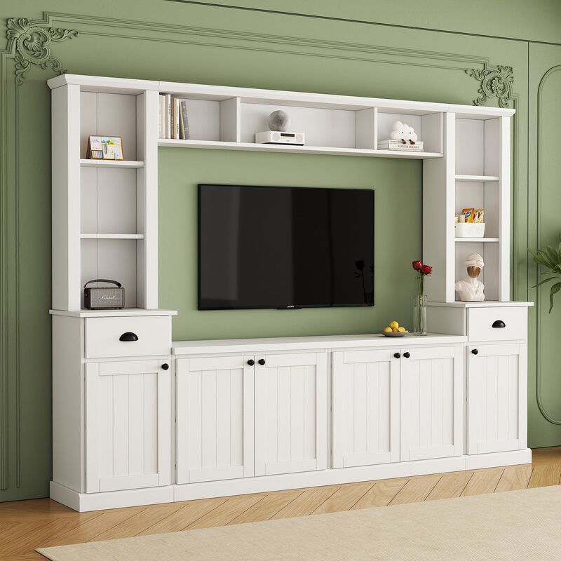 Clihome Large TV Stand Entertainment Wall Unit Set with Bridge for Living Room image number 1