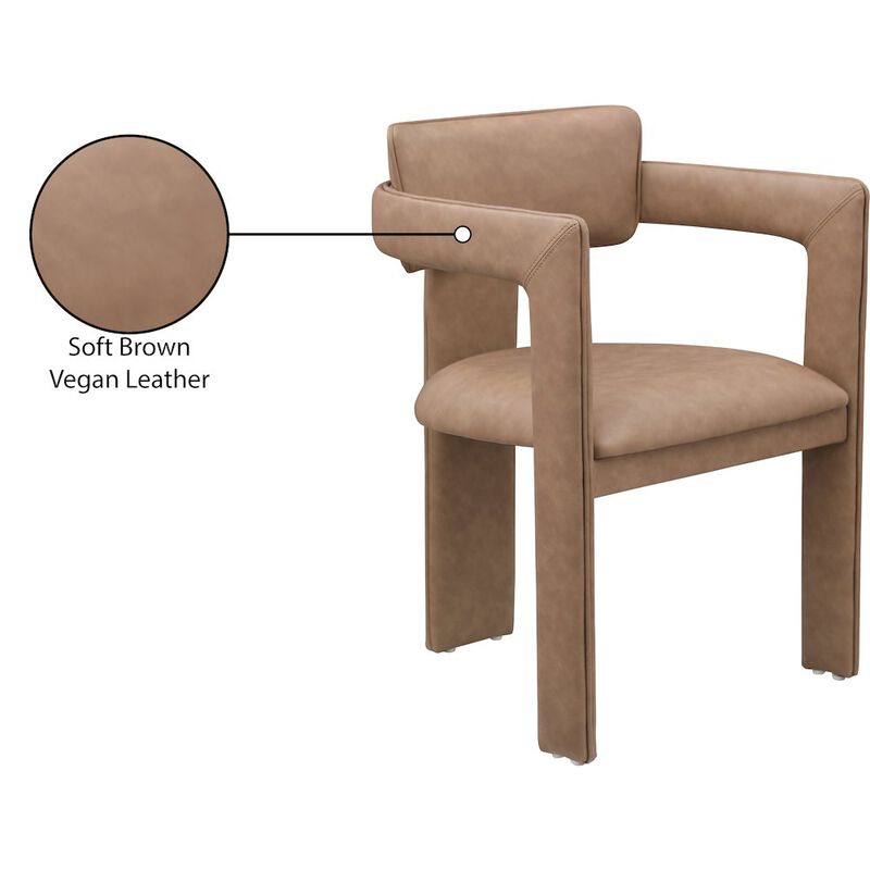 Meridian Furniture Brenda Brown Vegan Leather Dining Chair, Set of 2