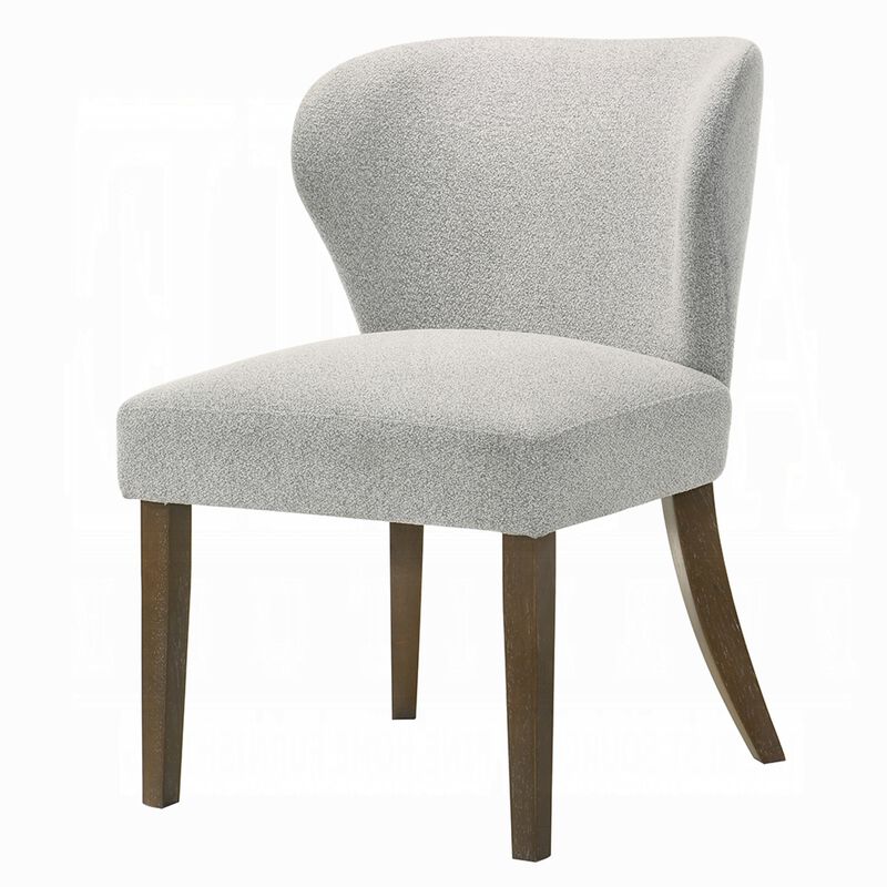 Dea Dining Side Chair Set of 2, Wingback Gray Chenille, Walnut Brown image number 5