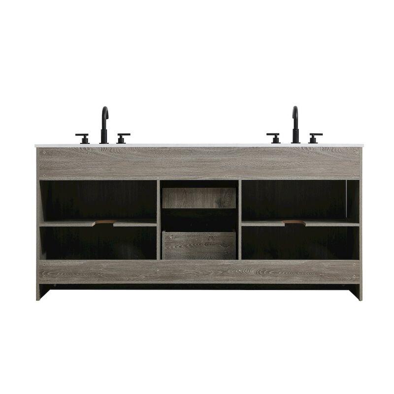 Elegant Kitchen and Bath Austin 72 Inch Double Bathroom Vanity In Rustic Grey