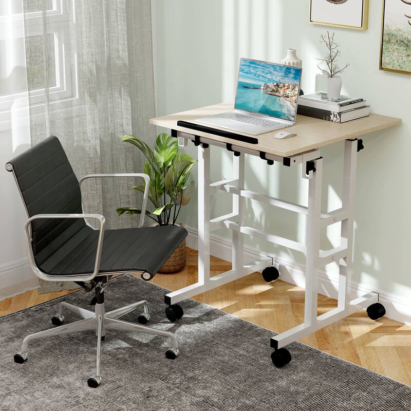 Costway Mobile Standing Desk Rolling Adjustable Laptop Cart Home Office Black
