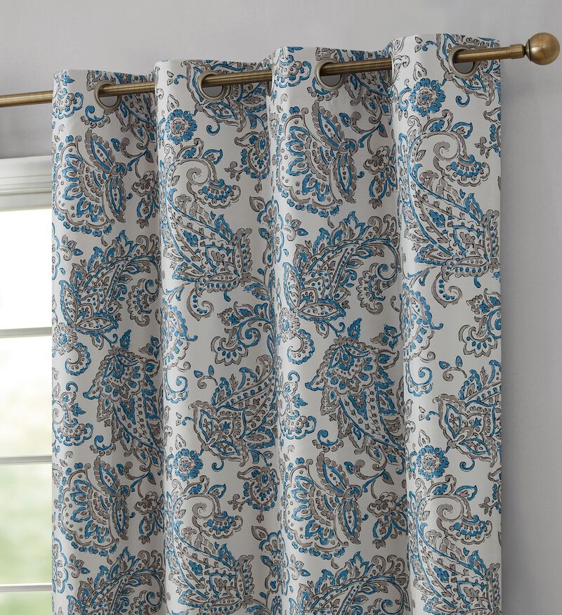THD Paisley Faux Silk 100% Blackout Room Darkening Thermal Lined Energy Efficient Curtain Grommet Panels - Pair image number 2
