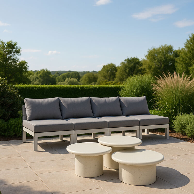 Meridian Furniture Nizuc Grey Water Resistant Fabric Outdoor Patio Modular Sofa image number 1