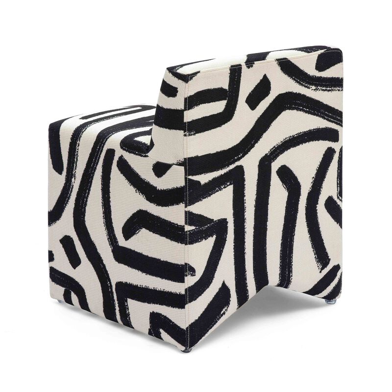 Pippa Black Brushstroke Print Stool image number 3