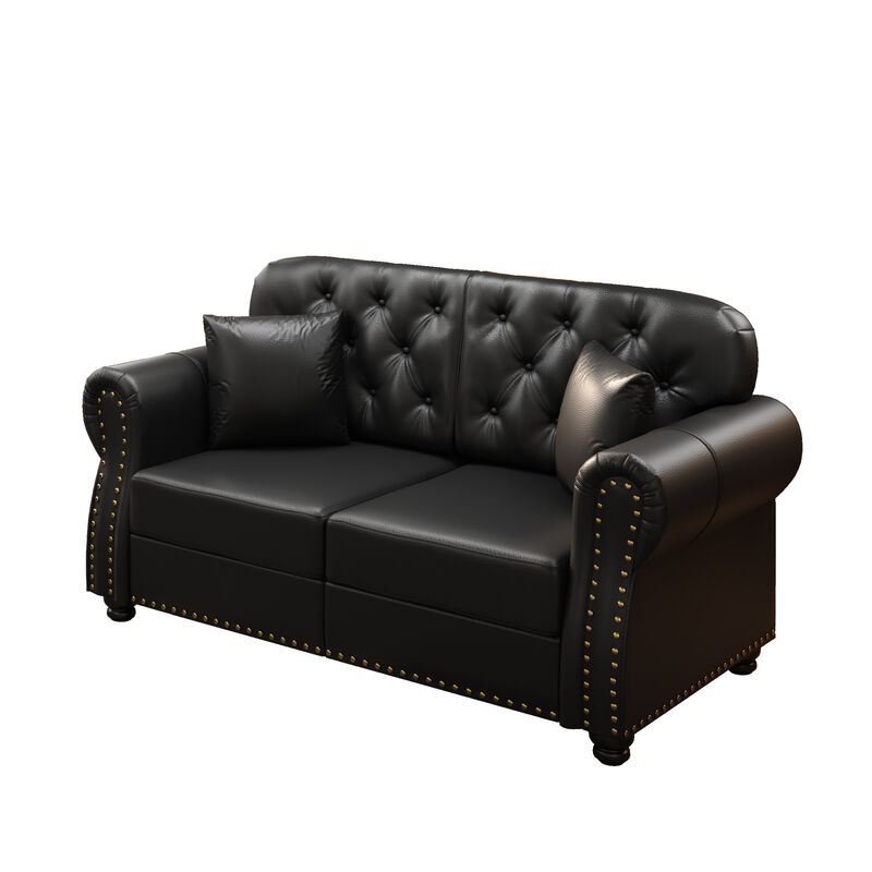 Strump 63" Upholstered Faux Leather 2-Seat Loveseat Sofa image number 7