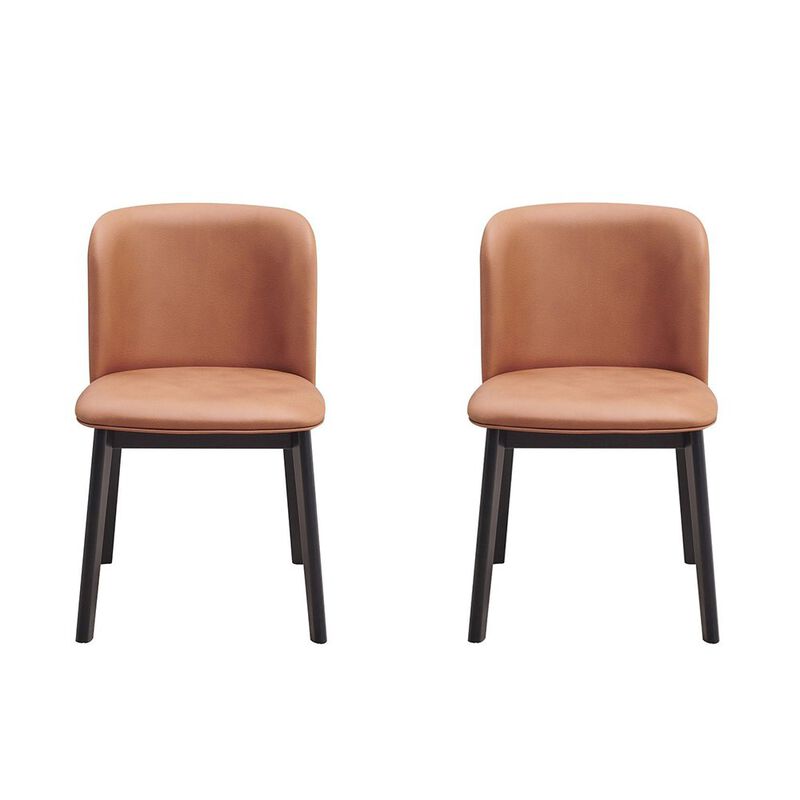 Simple Relax Set of 2 Upholstered Side Chairs in Camel and Black image number 0