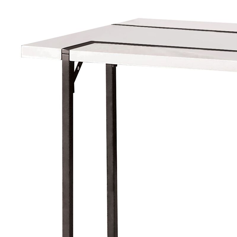 Iry Side End Table, Black Steel Sled Base, 22 Inch, Gloss White Lacquer image number 2