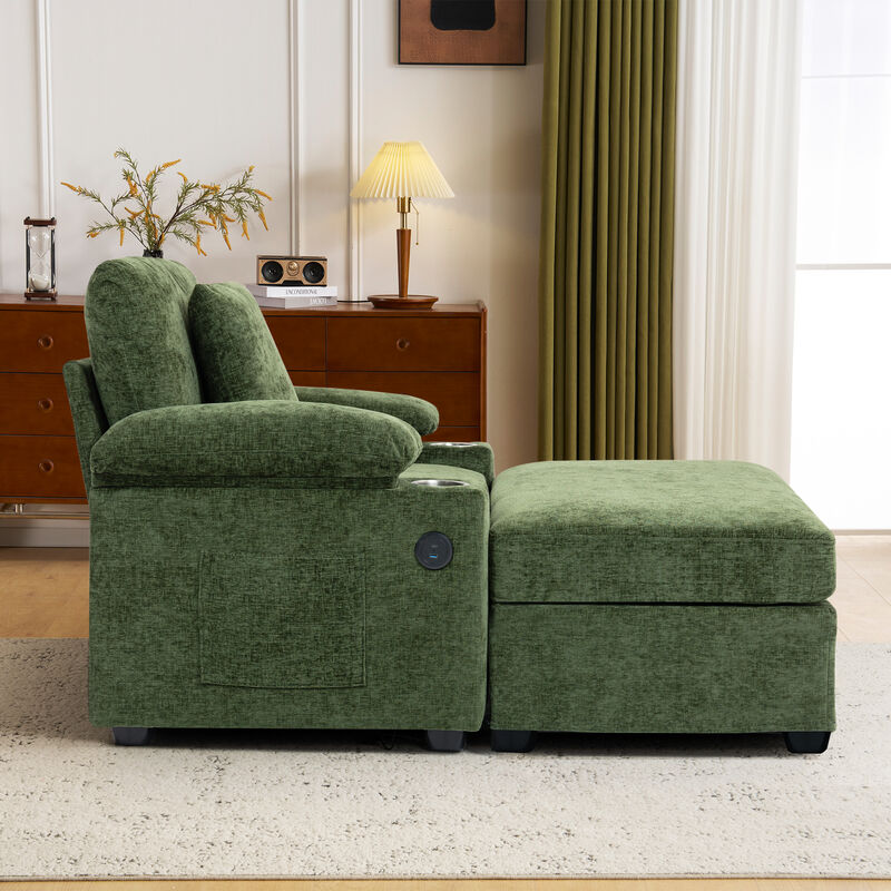 Merax Modern Oversized Chenille Accent Chair with Ottoman & Sofa Bed