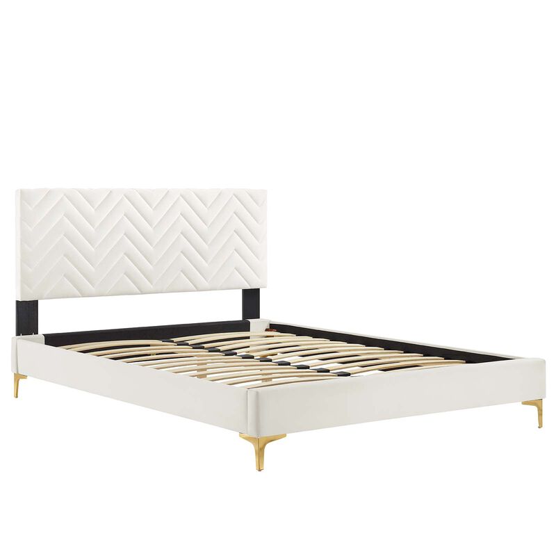 Modway - Leah Chevron Tufted Performance Velvet Full Platform Bed image number 4