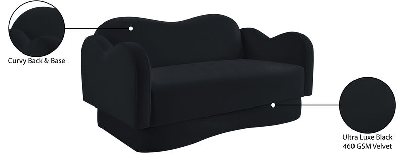 Meridian Furniture Bloom Black Velvet Loveseat