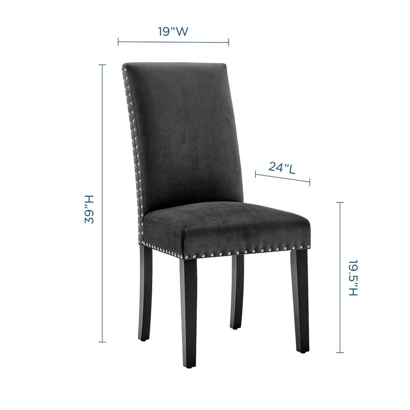 Modway EEI-3779-CHA Parcel Performance Velvet Dining Side Chairs - Set of 2, Charcoal image number 2