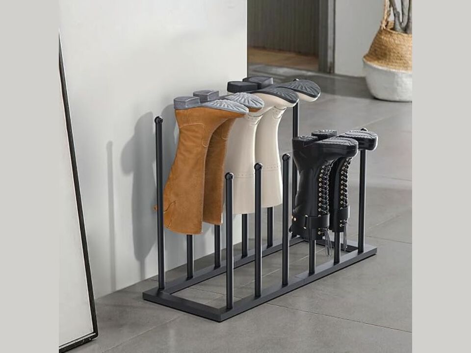 Entryway Metal Shoe Organizer Closet Storage Black Standing