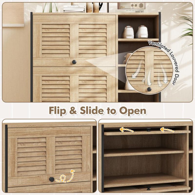 Hivvago Shoe Rack Organizer with Flip-up See-through Doors and Adjustable Shelves
