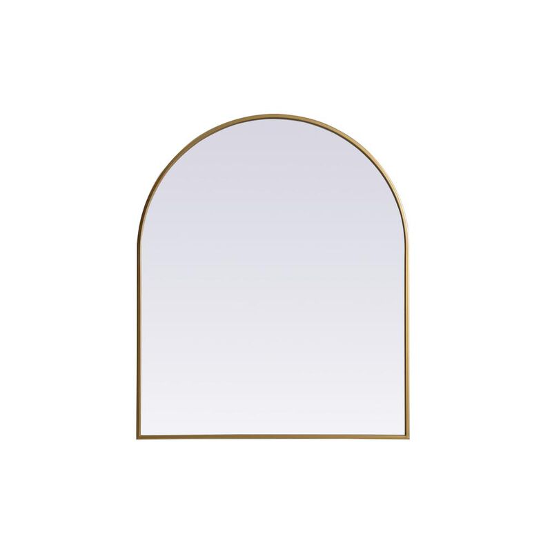 Elegant Decor Metal Frame Arch Mirror 30x36 Inch in Brass