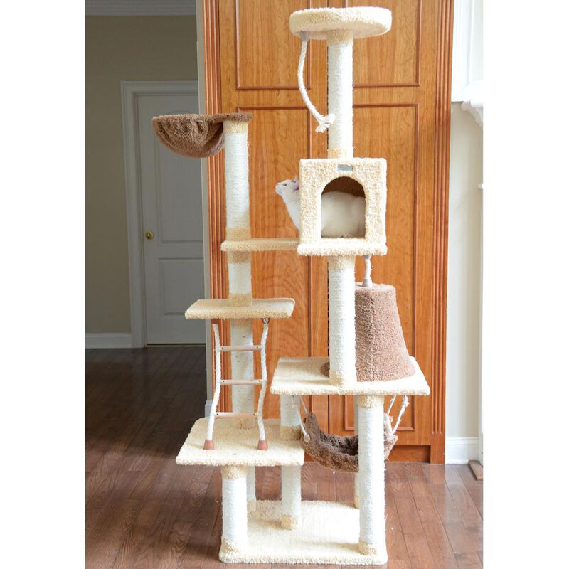 Armarkat Wood Cat Climber Play House, Cat Furniture With Playhouse,Lounge Basket, In Gold
