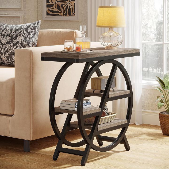 Tribesigns 4-Tier End Table, Small Side Table for Living Room, Narrow Nightstand with Storage Shelves, Slim Bedside Table for Bedroom, Snack Table for Small Spaces, 50 lb Capacity
