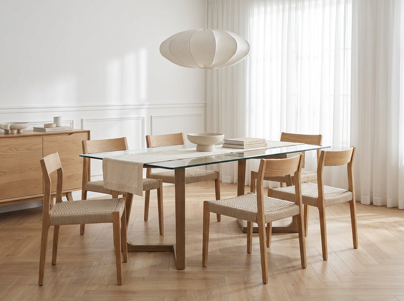 Modern Pecan Wash Dining Table image number 1